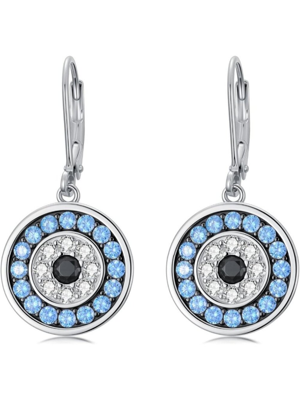 Sterling Silver Evil Eye Earrings | Round Protection Amulet | Gift for Women